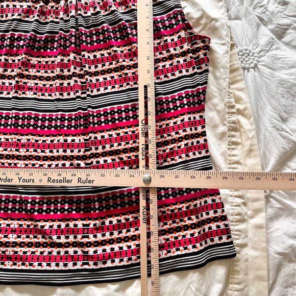 Calvin Klein Womens LG Striped Sleeveless Top Multicolor Pleated Neckline Beachy - Picture 6 of 7